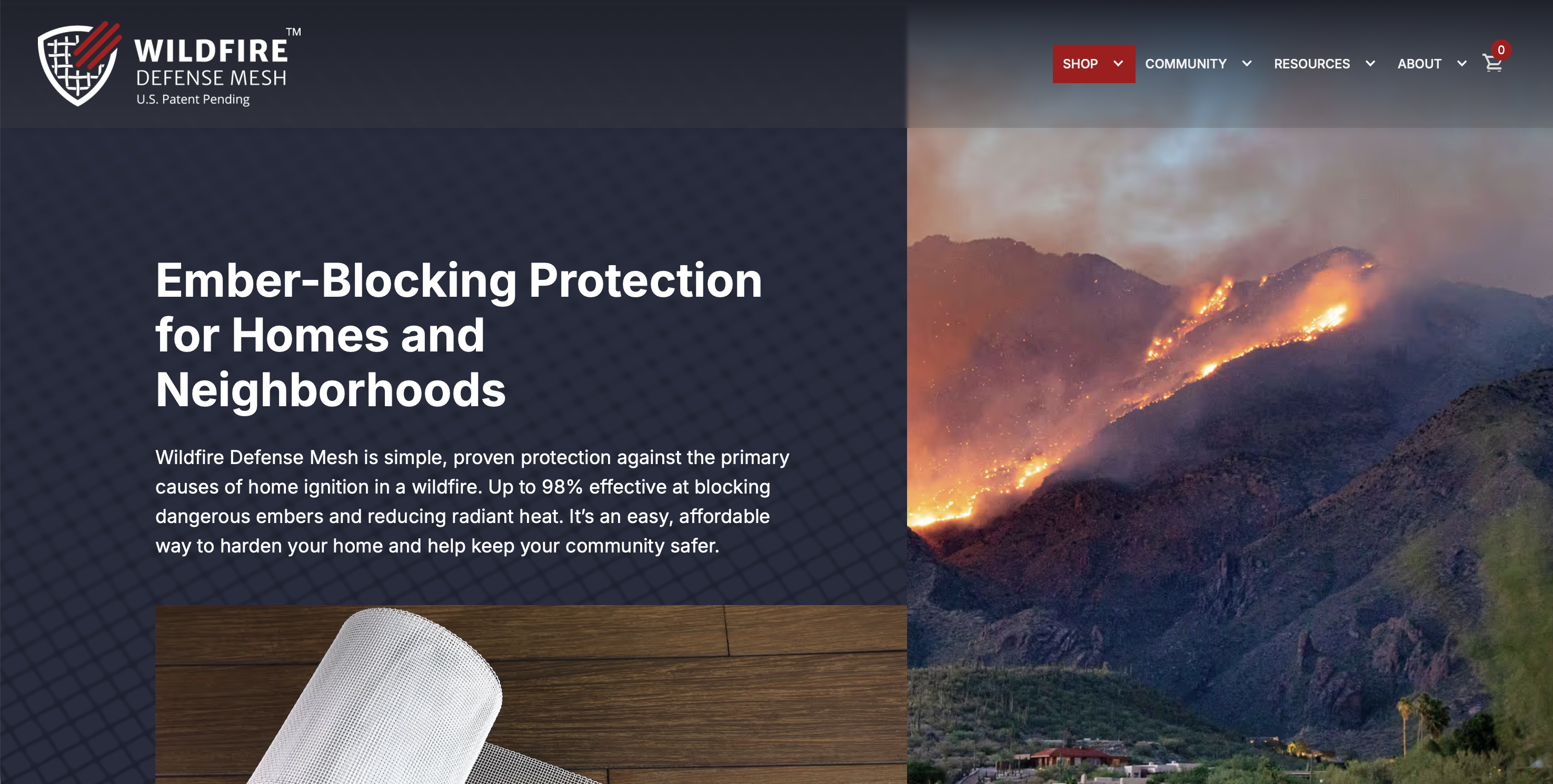 Wildfire Defense Mesh website
